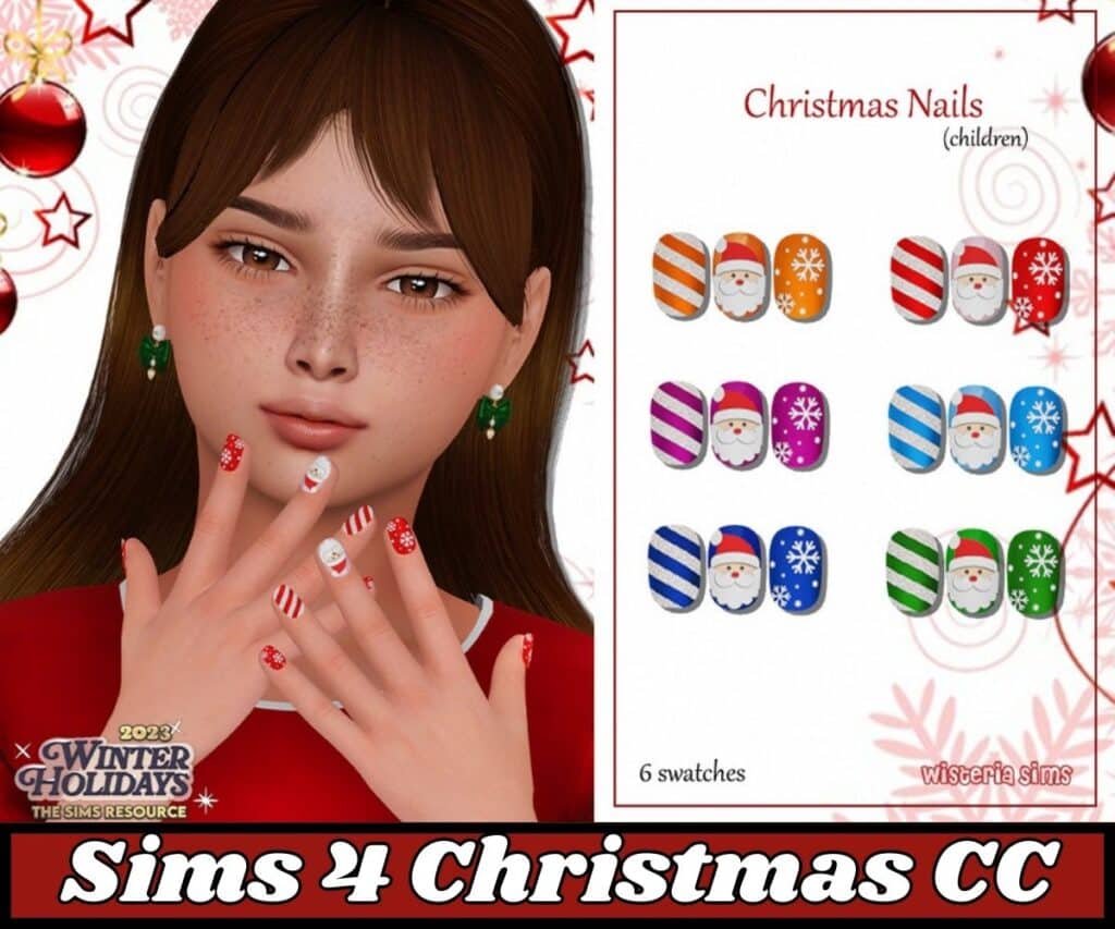 Sims 4 Christmas nails on child sim