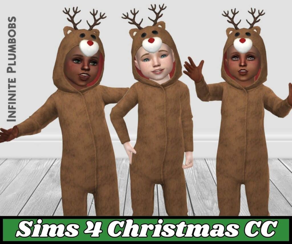 Reindeer onesie on toddler sim