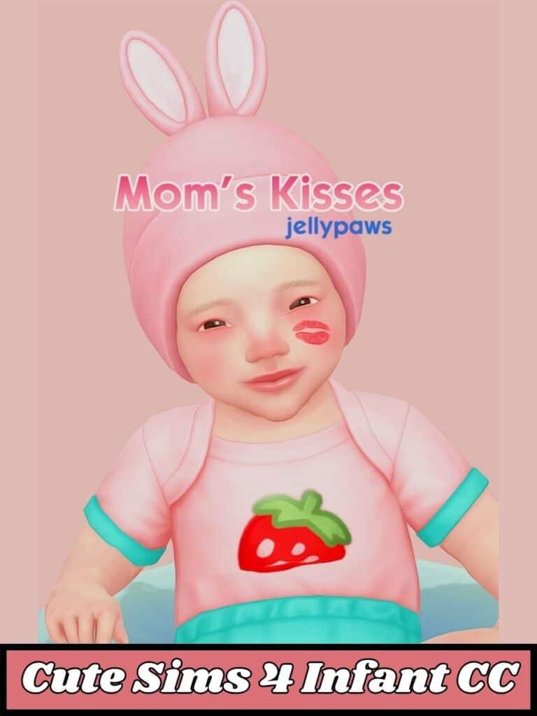 Baby sim with mom's kisses on cheek