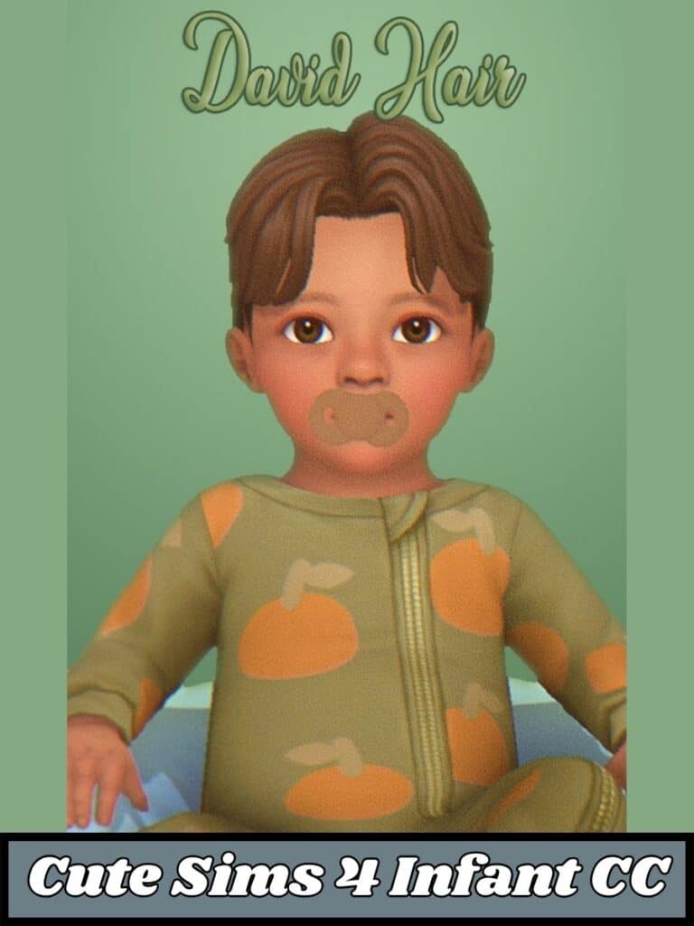 sims boy infant with cute hair cc and peach onesie
