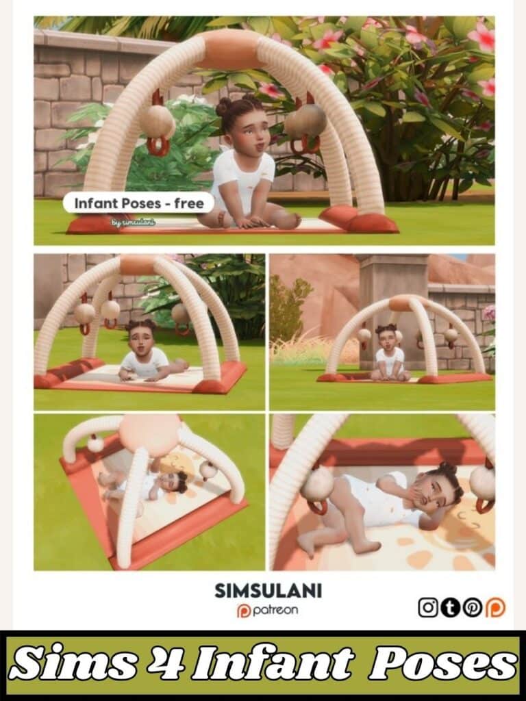 sims infant pose pack with baby and her play jungle mat