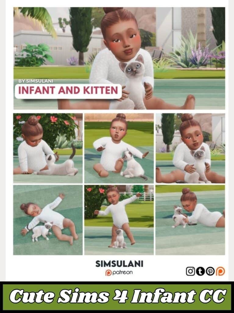 sims 4 infant poses with baby sim and her siamese kitty